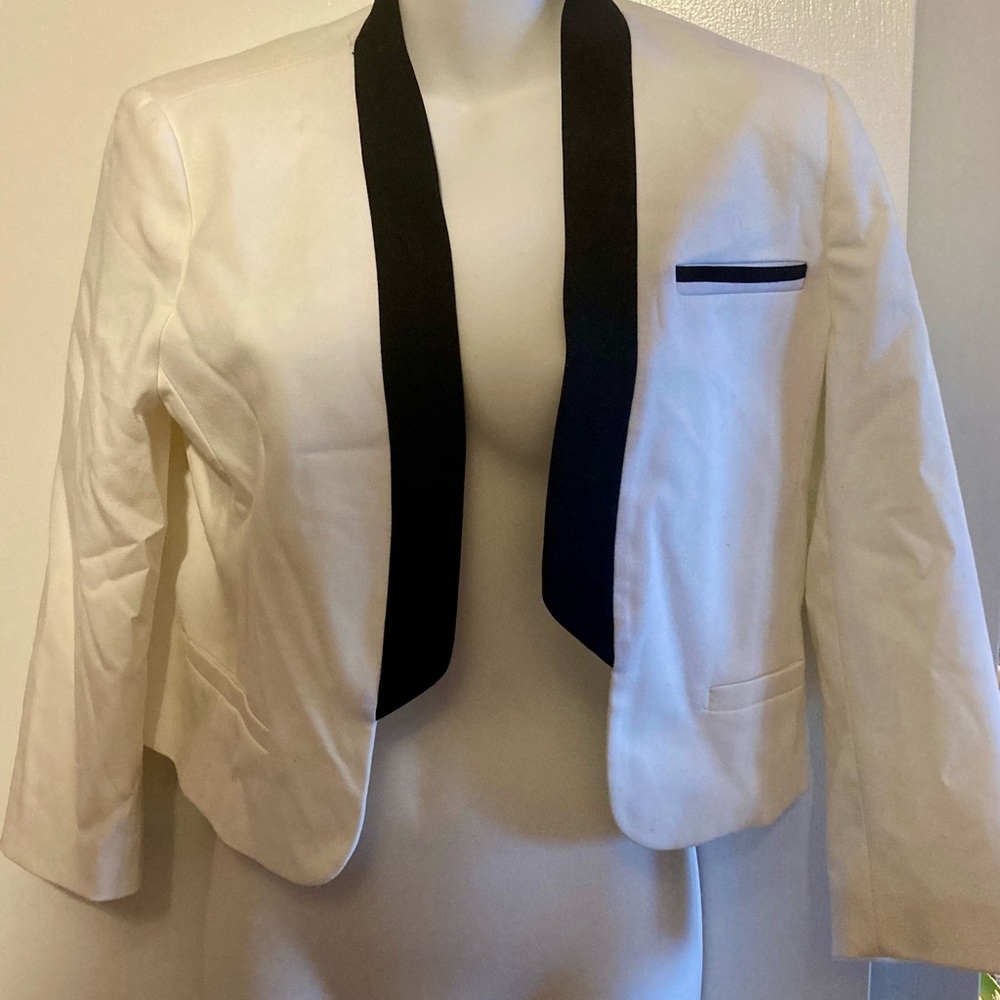 Forever 21 White Blazer with Black Lapel